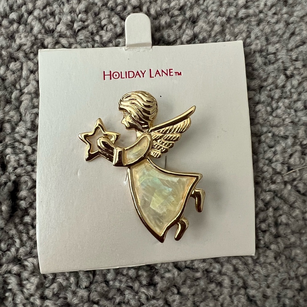 Macys Holiday Lane Gold in Color Angel Pin Broach